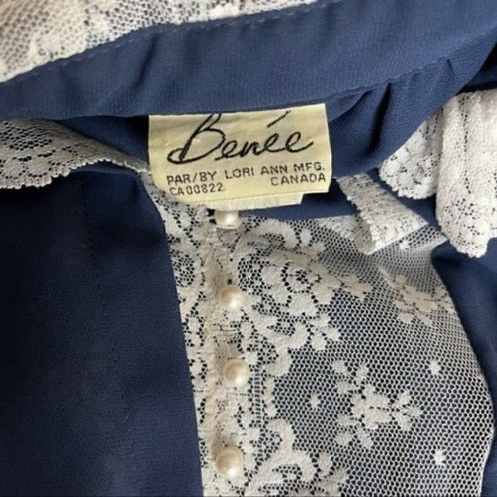 Vintage Benee by Lori Ann Vintage dress MFG Canada blue long sleeve Large BoxD - Picture 2 of 6